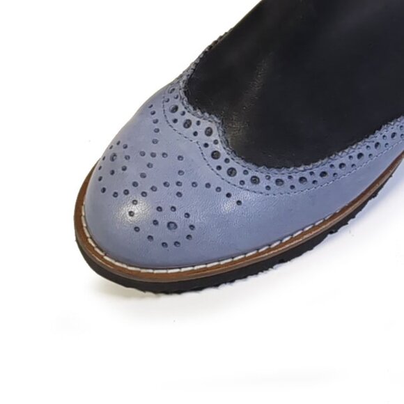 GIROTTI Boot WINGTIP Ankle Boots Size 9 WOMENS Black & Blue Handcrafted - Picture 7 of 7